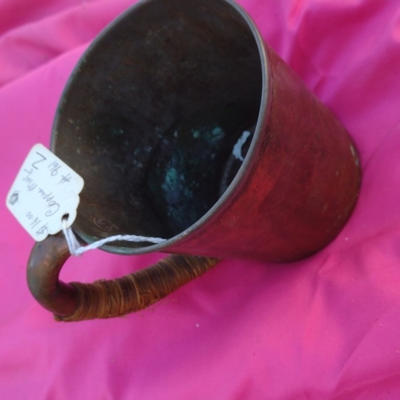 Glazed Pottery and Antique Copper Mug - Picture 5 of 5